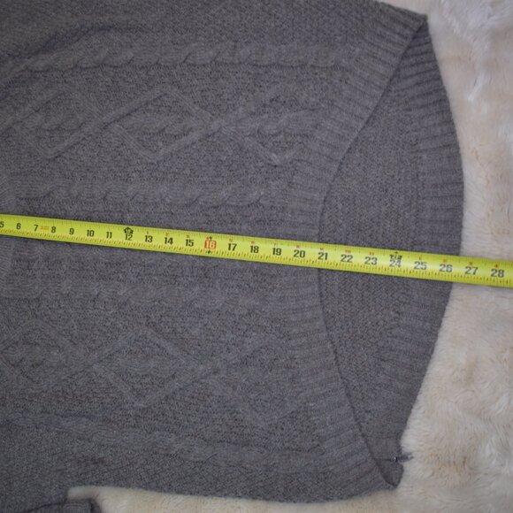 360 Wool Alpaca Blend Brown Cable Knit Sweater Women’s Small High Low Side Zip - Picture 11 of 14